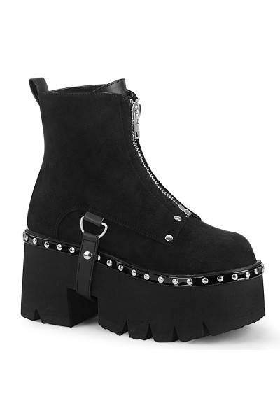 Ashes Black Suede Womens Ankle Boots