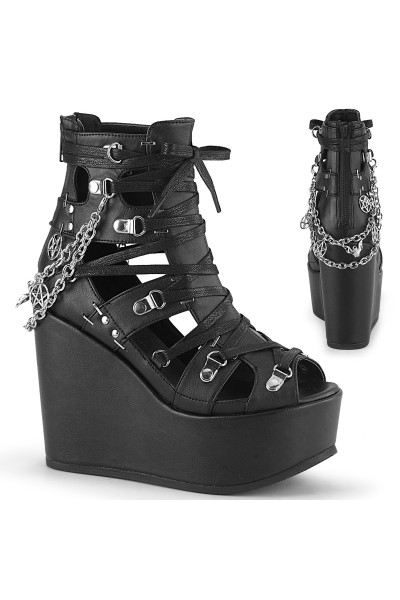 Pentagram Charm Poison Black Cage Ankle Bootsie