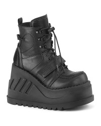 Stomp Black Cybergoth Wedge Ankle Boots