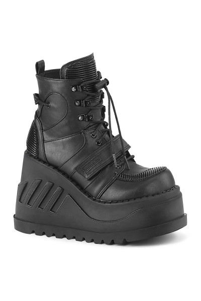 Stomp Black Cybergoth Wedge Ankle Boots