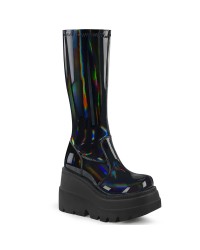 Black Hologram Shaker-65 Womens Knee Boots