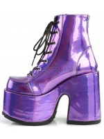 Purple Hologram Chunky Platform Boots