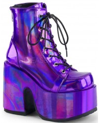 Purple Hologram Chunky Platform Boots