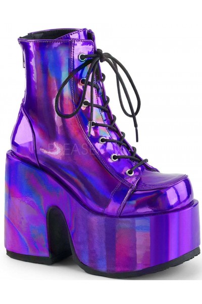 Purple Hologram Chunky Platform Boots