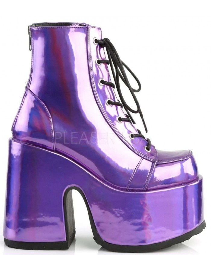 Purple Hologram Chunky Platform Boots| Gothic Boots for Women