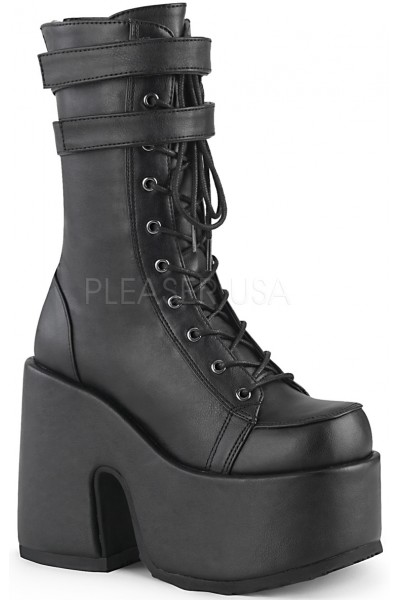 Black Matte Platform Chunky Heel Boots