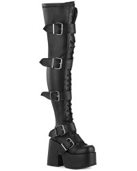 Black Chunky Platform Thigh High Boots