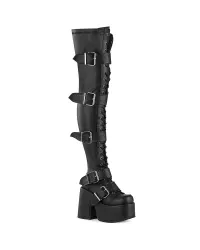 Black Chunky Platform Thigh High Boots
