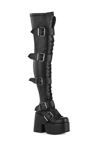 Black Chunky Platform Thigh High Boots