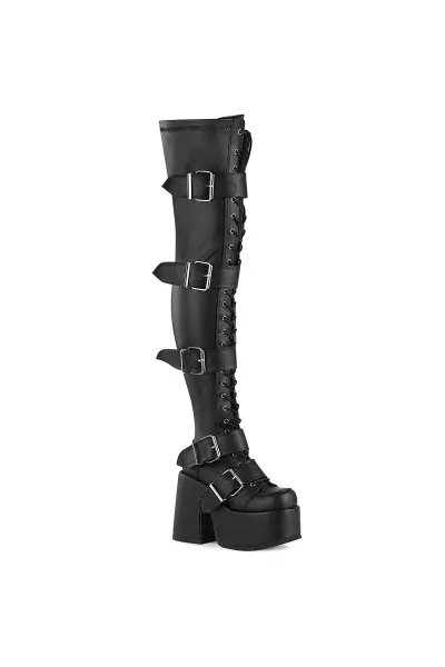 Black Chunky Platform Thigh High Boots