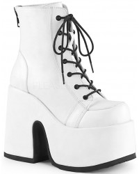 White Camel Chunky Heel Platform Boots