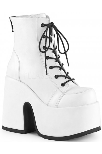 White Camel Chunky Heel Platform Boots