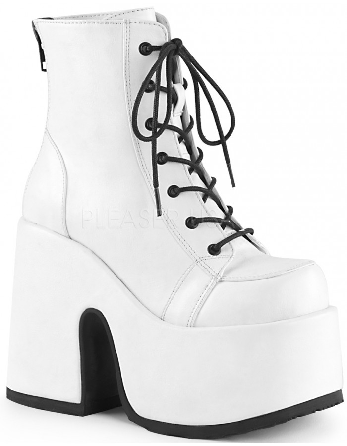 white platform heel boots