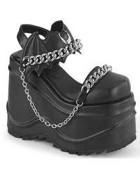 Wave Platform Black Chained Bat Platform Sandal