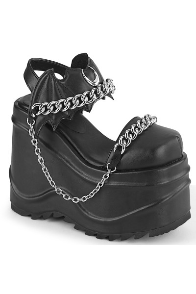 Wave Platform Black Chained Bat Platform Sandal