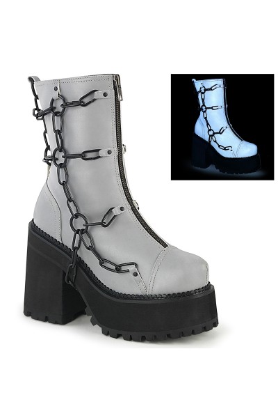 Assault Chained Grey Womens Combat Boots