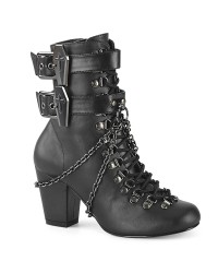 Coffin Buckled Granny Gothic Black Ankle Boots