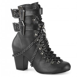 Coffin Buckled Granny Gothic Black Ankle Boots