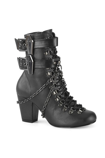 Coffin Buckled Granny Gothic Black Ankle Boots