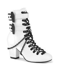 Coffin Buckled Granny Gothic White Ankle Boots