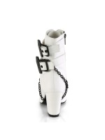 Coffin Buckled Granny Gothic White Ankle Boots