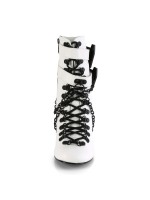 Coffin Buckled Granny Gothic White Ankle Boots