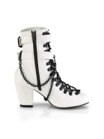 Coffin Buckled Granny Gothic White Ankle Boots