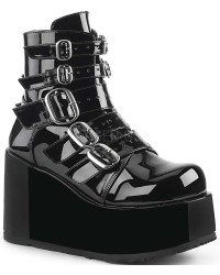 Buckled Concord Black Patent Platform Ankle Boots