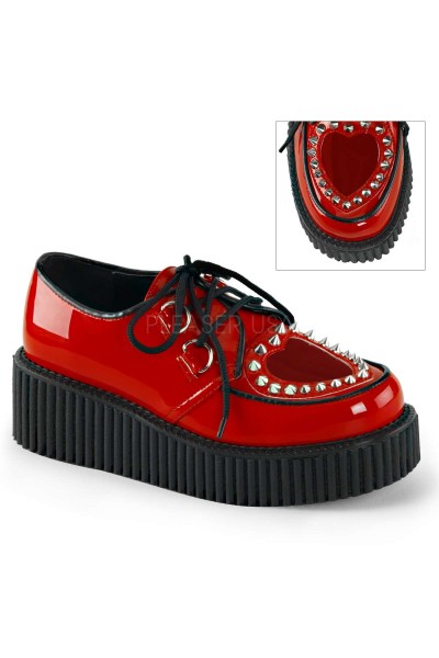 Heart Vamp Studded Womens Creeper in Red