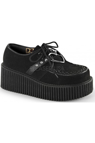 Heart Ring Faux Suede Black Creeper for Women