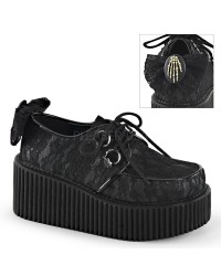 Black Lace Overlay Womens Creeper Shoes