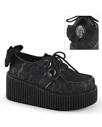 Black Lace Overlay Womens Creeper Shoes