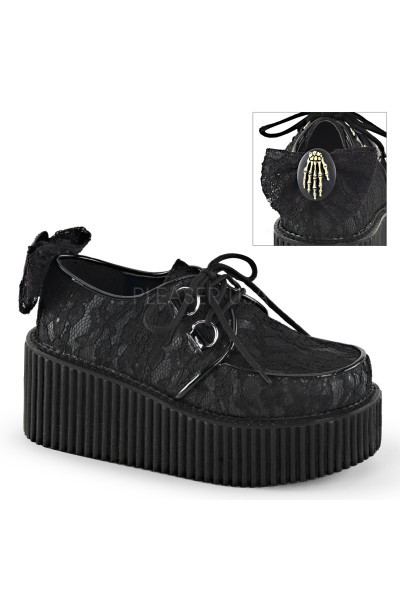 Black Lace Overlay Womens Creeper Shoes
