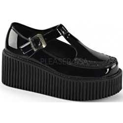 Platform T-Strap Black Creeper for Women