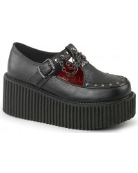Platform T-Strap Bat Charm Creeper for Women