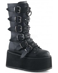 Damned Black Buckled Gothic Boots for Women