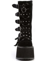 Damned Black Velvet Buckled Gothic Boots for Women