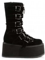 Damned Black Velvet Buckled Gothic Boots for Women