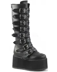 Damned Black Faux Leather Gothic Knee Boots for Women