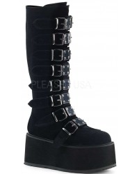 Damned Black Velvet Gothic Knee Boots for Women