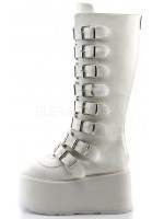 Damned White Gothic Knee Boots for Women