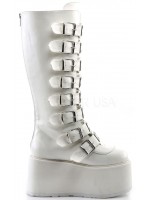 Damned White Gothic Knee Boots for Women