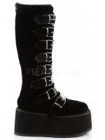 Damned Black Velvet Gothic Knee Boots for Women