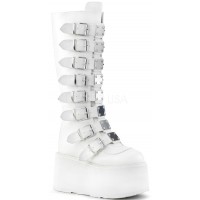 Damned White Gothic Knee Boots for Women