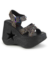 Dynamite Star Womens Platform Black Glitter Sandal