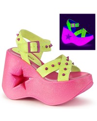 Dynamite Star Neon Lime and Pink Platform Sandal