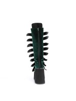 Emerald Green Velvet Swing Buckled Womens Platform Boots