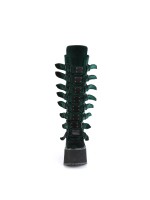 Emerald Green Velvet Swing Buckled Womens Platform Boots