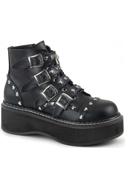 Emily Low Platform Heart Stud Ankle Boots