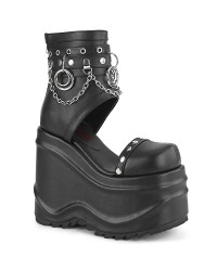 Wave Black Platform Sandal Bootsies with Chain